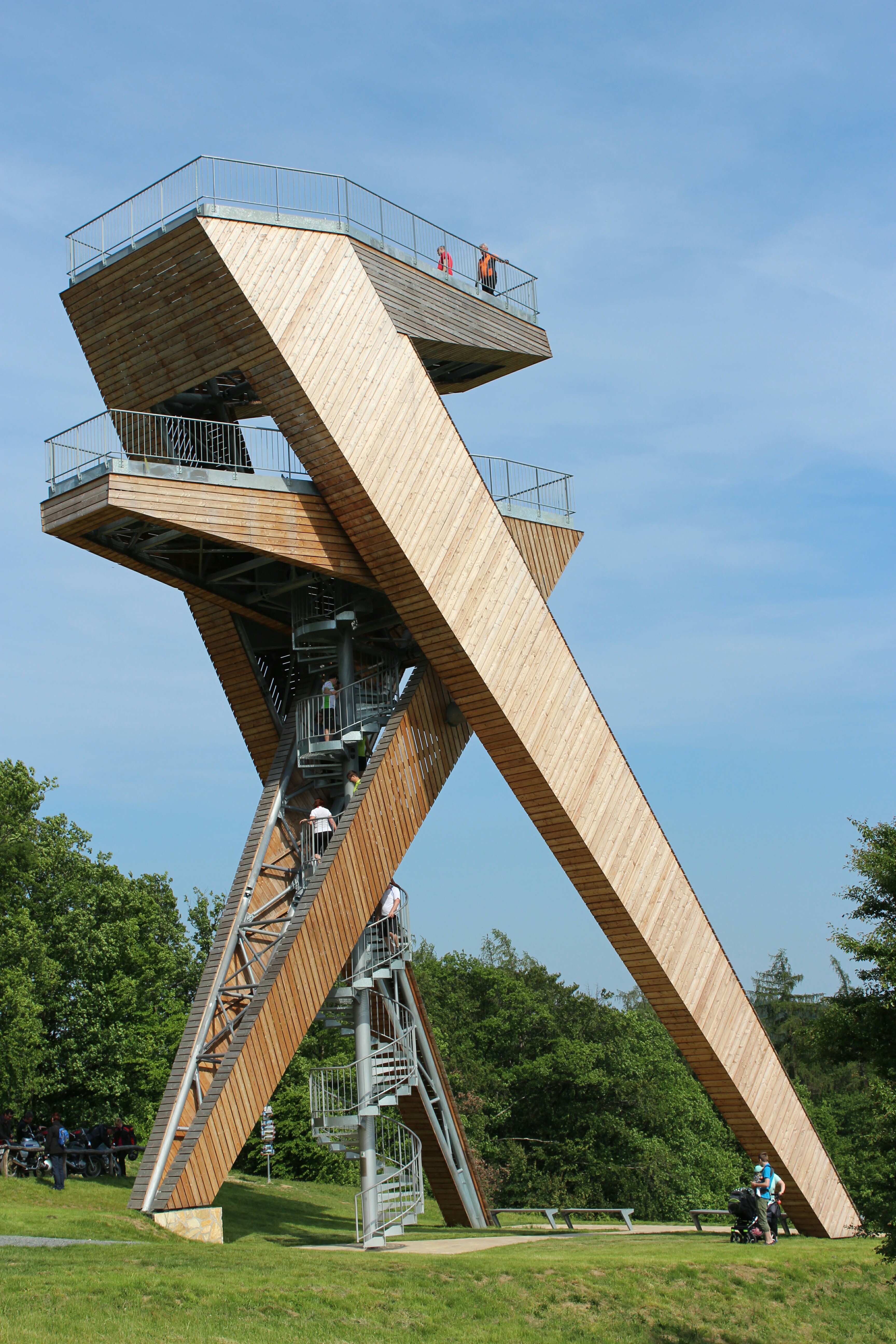 architecture modern lookout watchtower tower wooden lin...