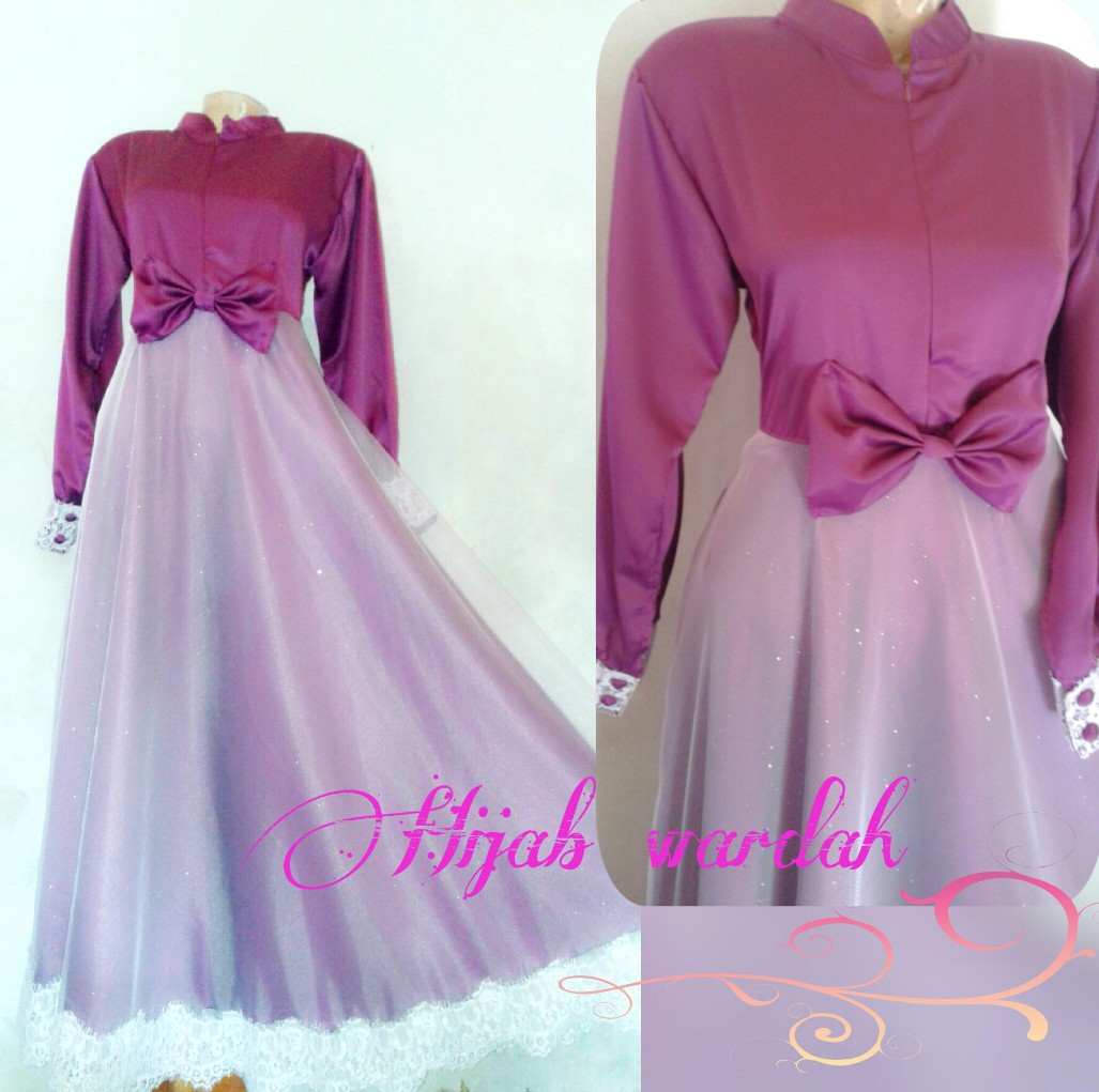 Gamis Walimah Satin Tulle Renda Brokat Fp Hijab Wardah