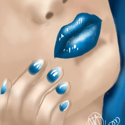 wdpcrazylips blue hands lips woman