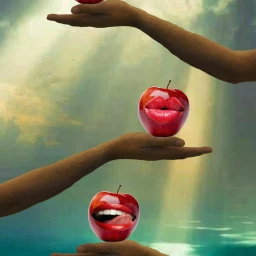 wapcrazylips apple hands lips smile